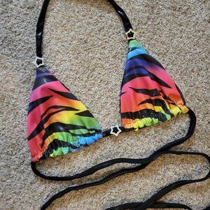 *SOLD* Rainbow Animal Print Reversible Triangle Top - New!